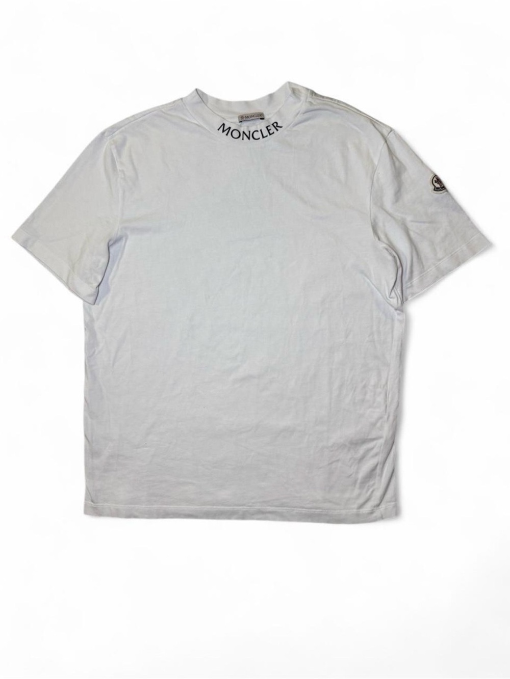 Moncler White Logo Neck Short Sleeve Tee